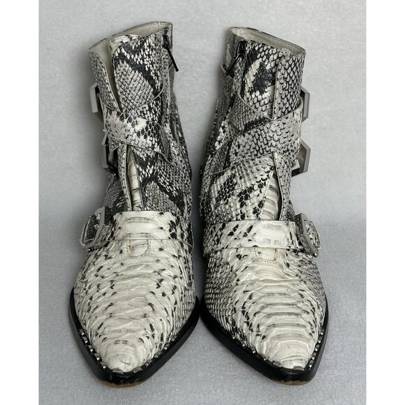 Gianni Bini Snakeprint Leather Point Toe Ankle Boots Cowgirl Western W 8.5M EUC - Picture 1 of 8